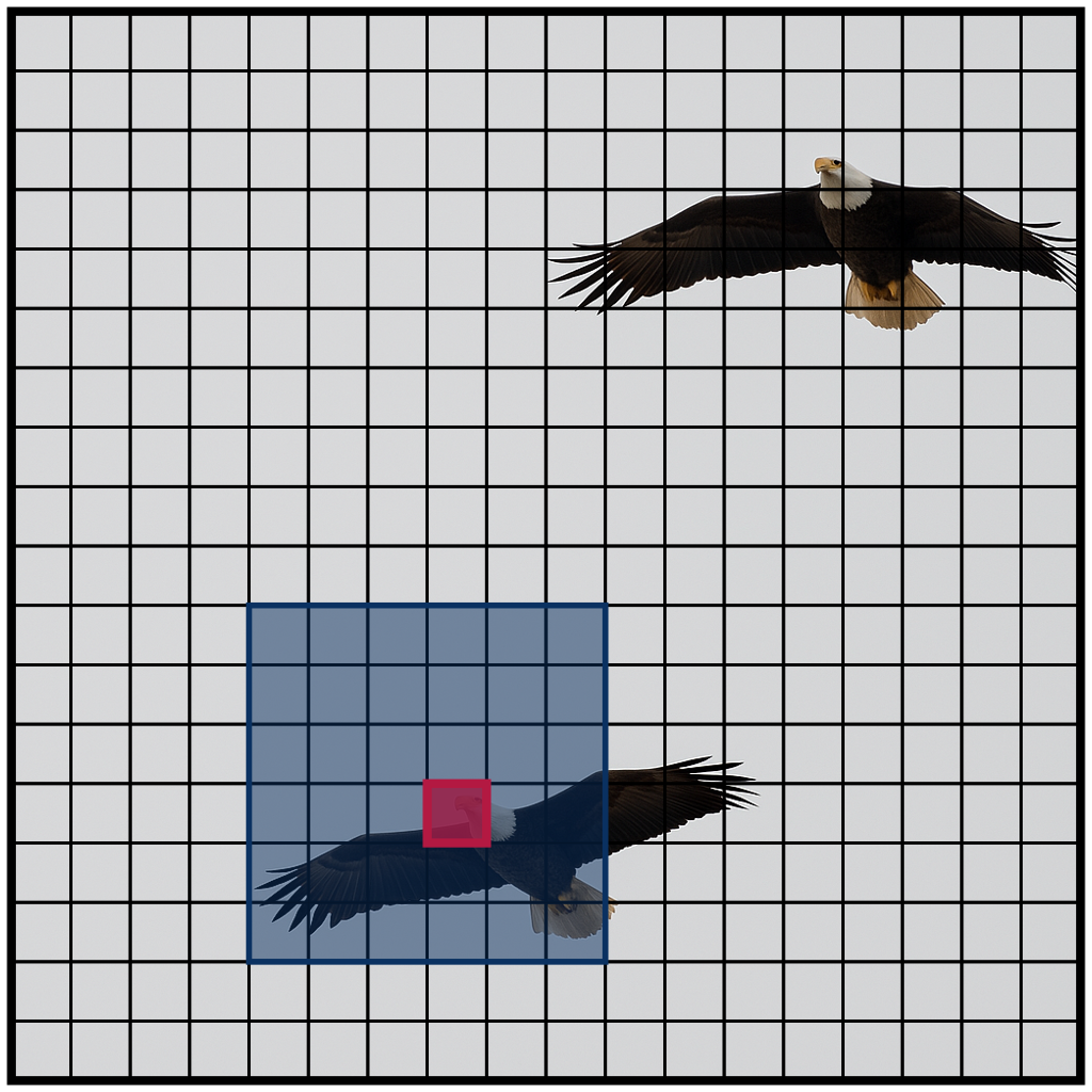 2D neighborhood attention with kernel size 6x6.